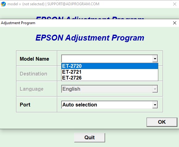 Epson ET2720/ET2721/ET2726 Adjustment Program