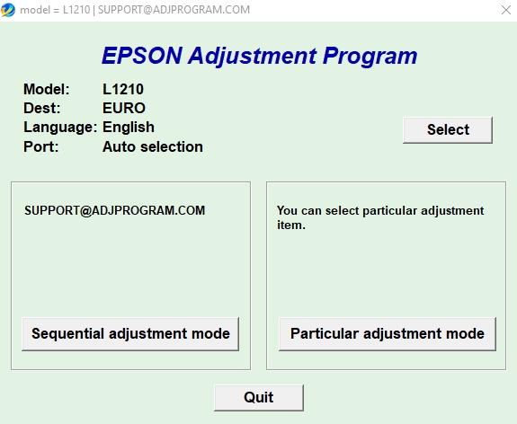 Using Epson L1210/L1250/L3250/L5296 Adjustment Program Step 2