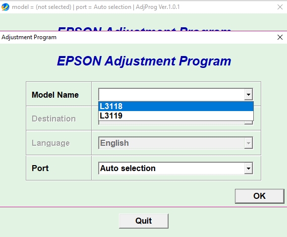 Epson L3118/L3119 Adjustment Program