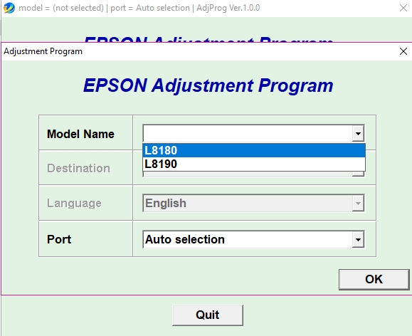 Epson L8180/L8190 Adjustment Program