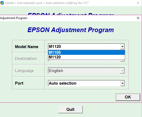 Epson M1100/M1120 Adjustment Program