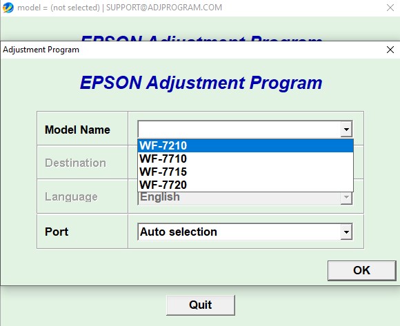 Epson WF-7210/WF-7710/WF-7715/WF-7720 Adjustment Program