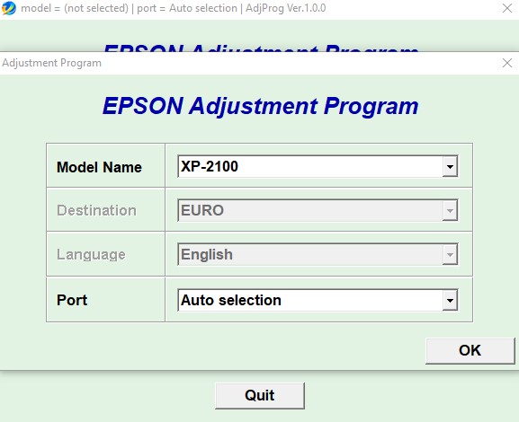 Epson XP2100 Adjustment Program