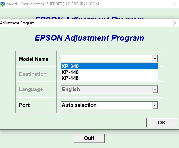 Epson XP340 Adjustment Program