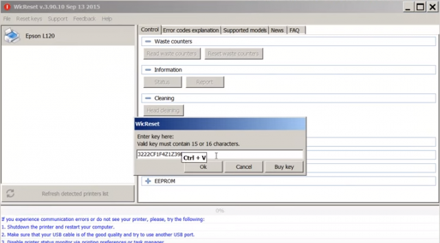 Enter WIC Reset Key you have just bought