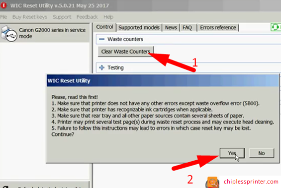 Reset Canon MX470 series Ink Absortber Step 1