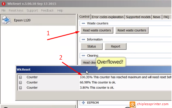 Reset Epson Waste Ink Pad Counter Chipless Printers