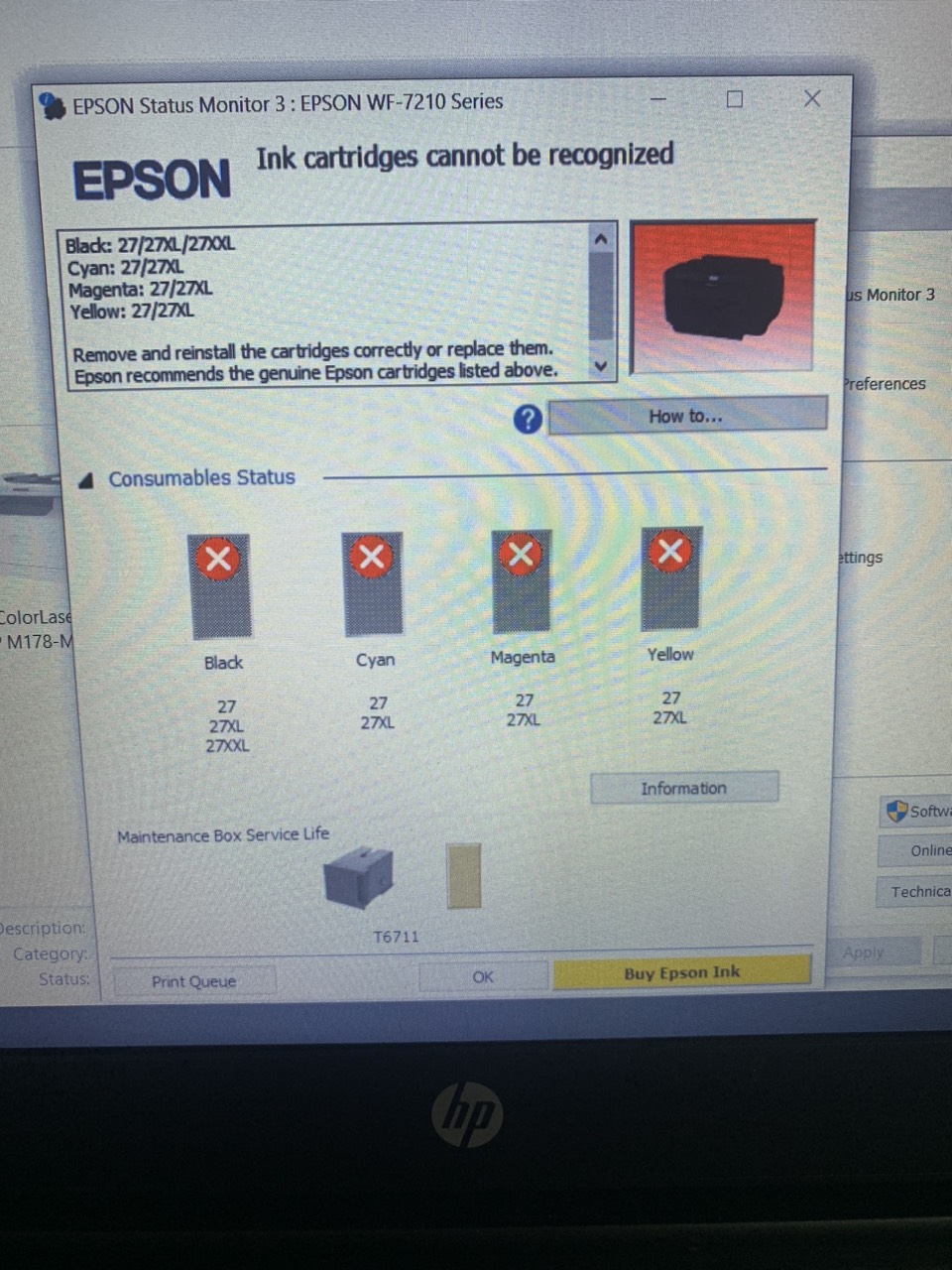 Inkout Error, Ink cartridges can not be recognized