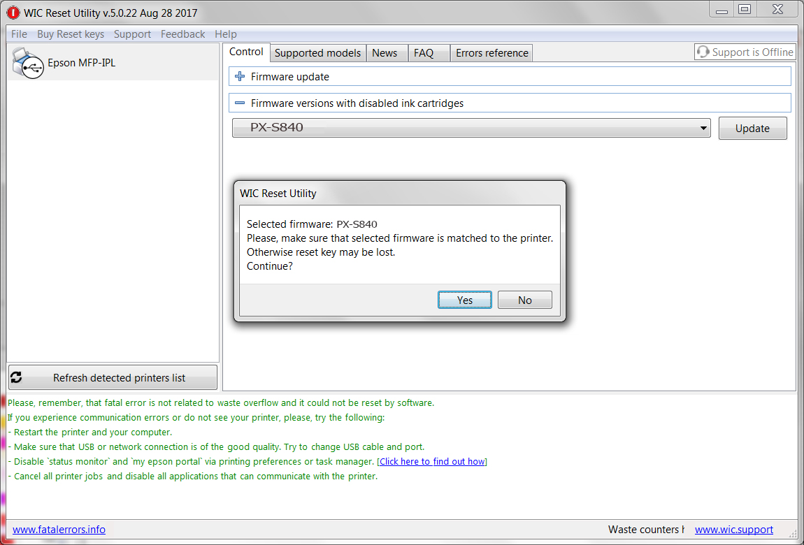 Epson PX-S840 Chipless Firmware Step 5