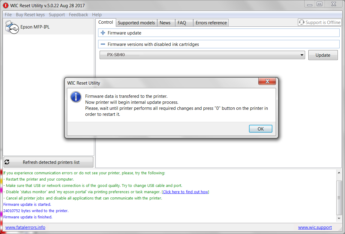 Epson PX-S840 Chipless Firmware Step 9