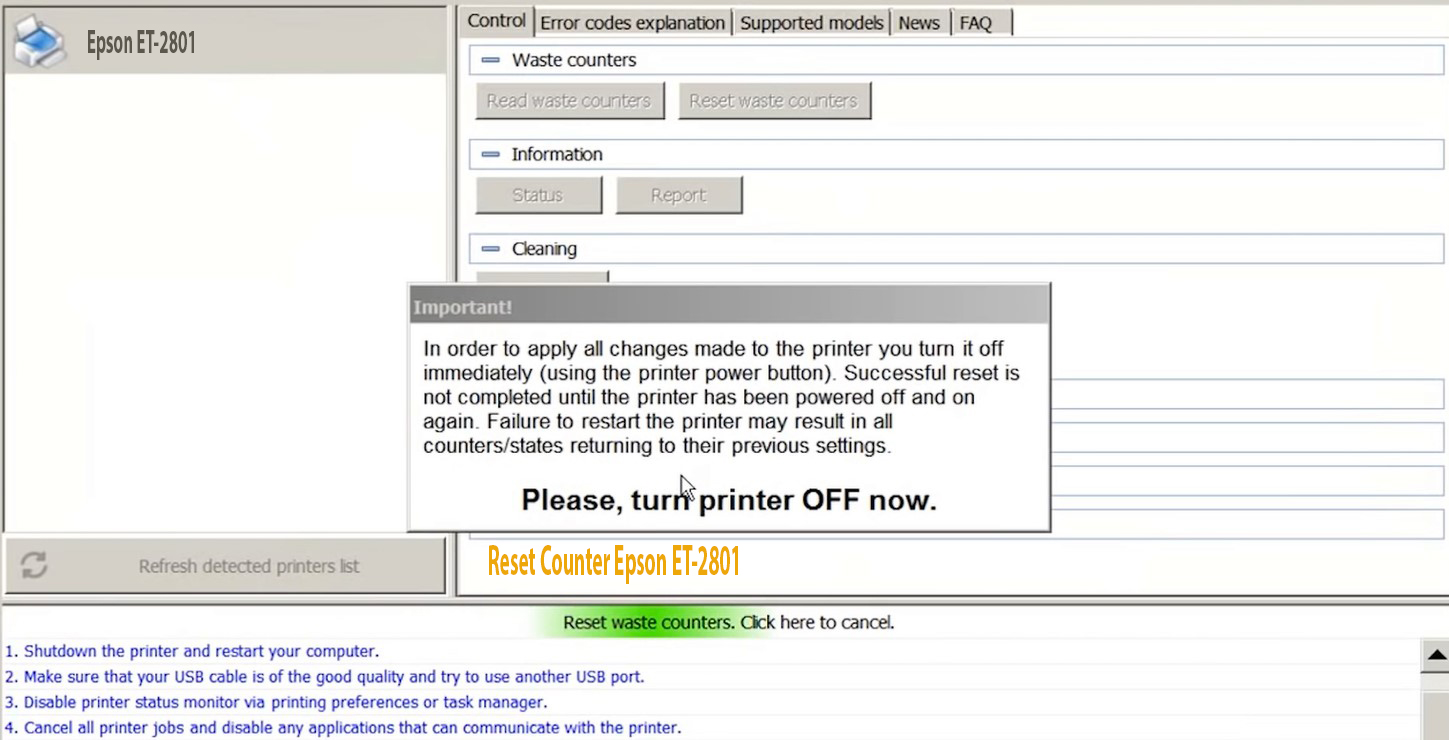 How to reset Epson ET-2801 - Chipless Printers