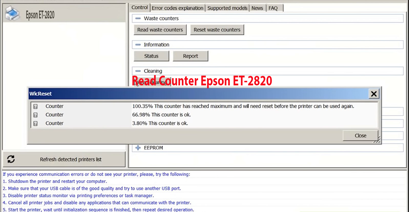 How to reset Epson ET-2820 - Chipless Printers