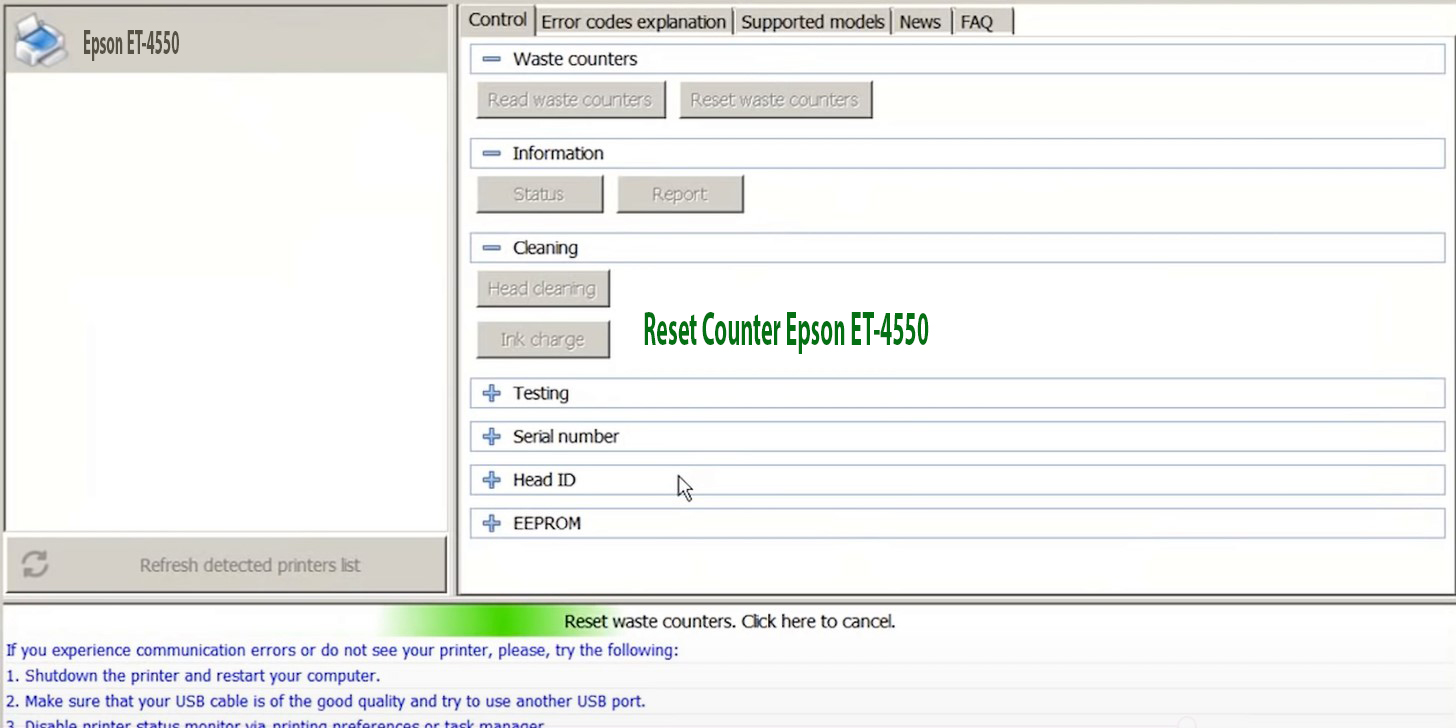 4550 How to reset Epson ET-4550 - Chipless Printers