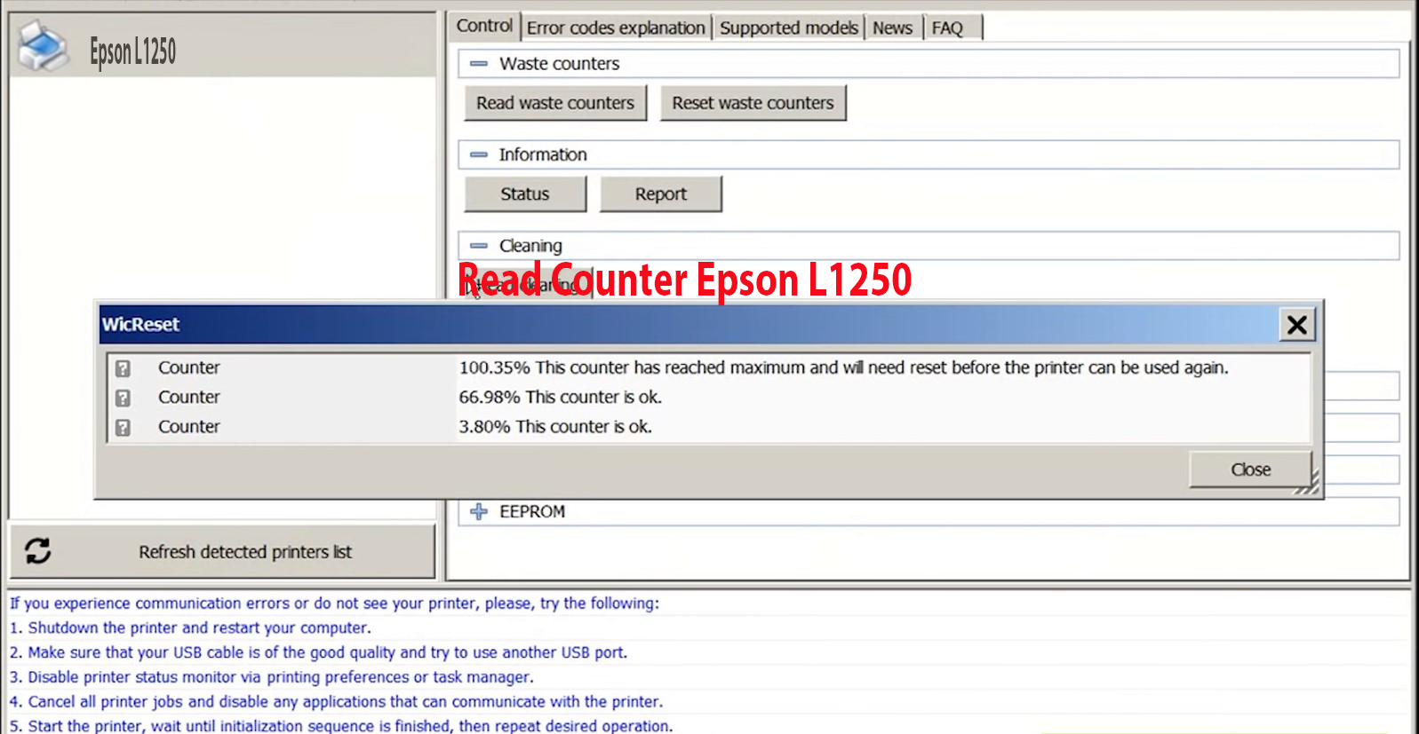 Reset Epson L1250 Step 2