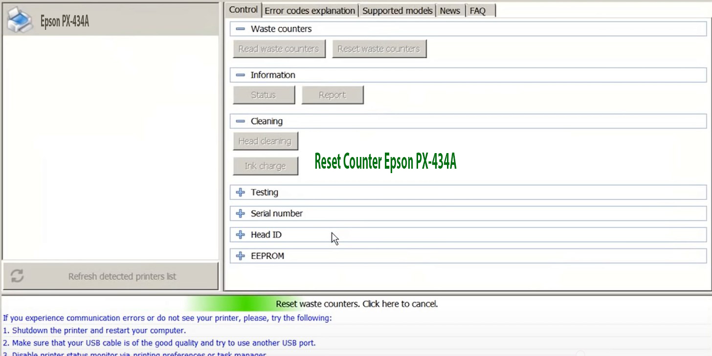 How to reset Epson PX-434A - Chipless Printers