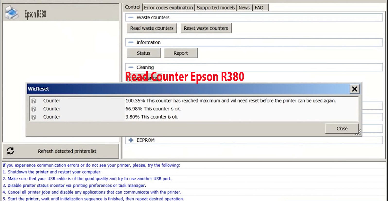 How to reset Epson R380 - Chipless Printers