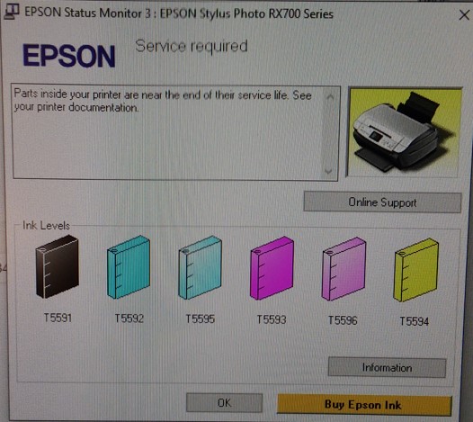 Epson RX700 Service Required