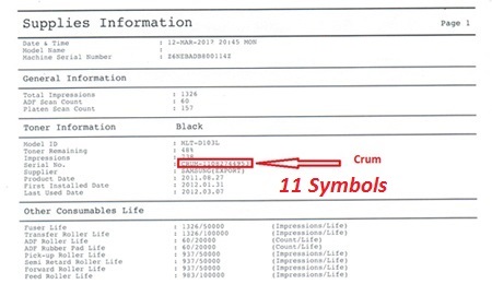 Find serial, version, crum, printer's name
